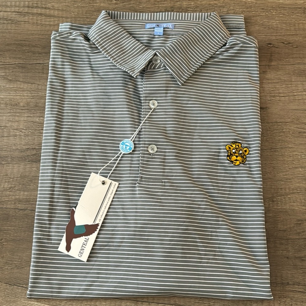 Men’s Genteal Missouri Polo - Grey and White Stripes